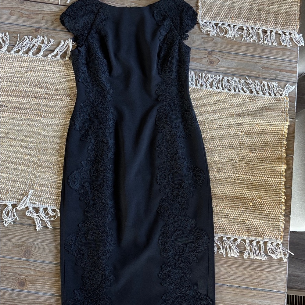 Maggy London Black Midi Dress with Lace Details